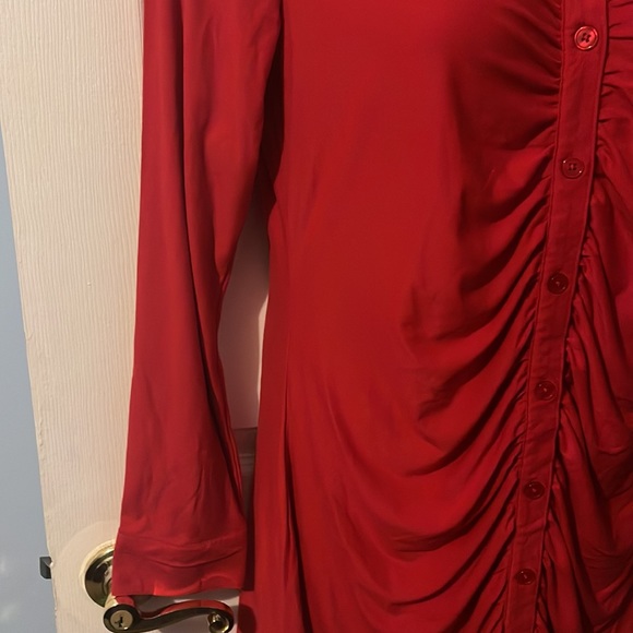 No Boundaries junior ruched button front dress brilliant red XXL (19) - Picture 7 of 8